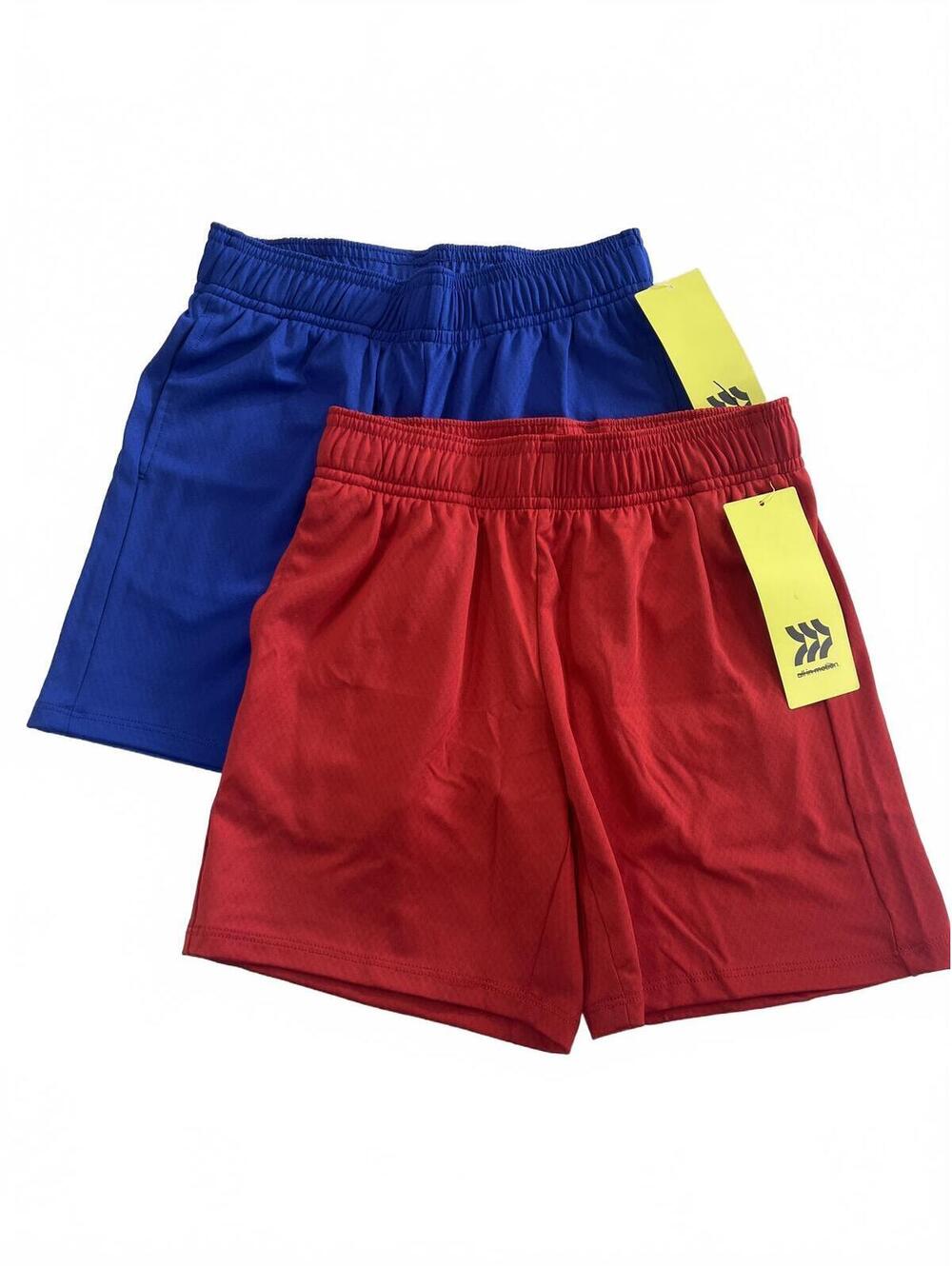 Boys Shorts Athletic Mesh Pockets 2-Pack at the Knee Blue and Red Size S 4/5 NEW